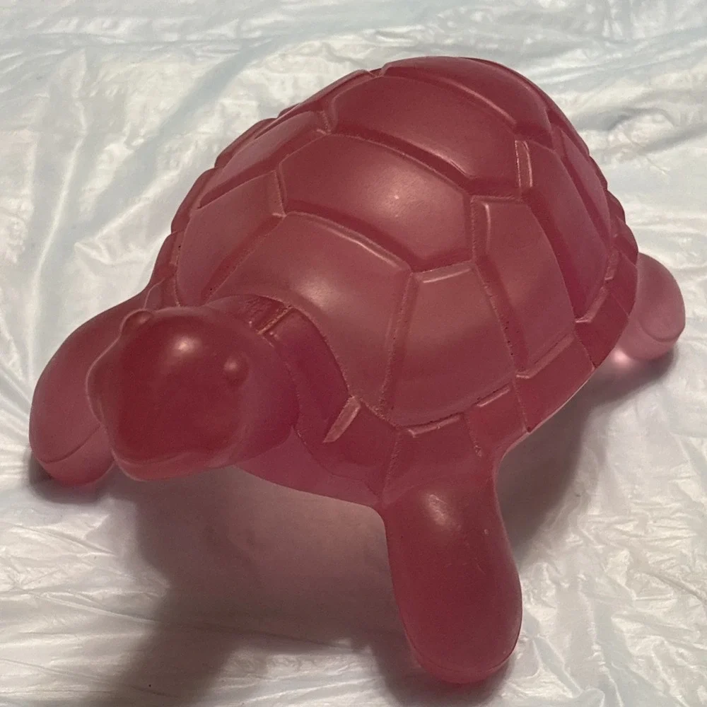 Vintage Pink Turtle Frosted Acrylic Resin Style Figurine 5